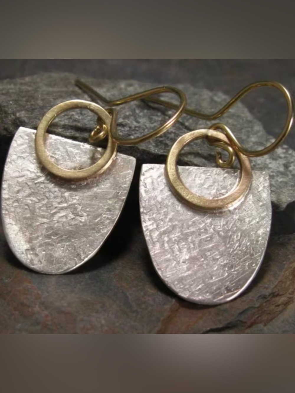 Handcrafted Two-Tone Silver and Gold Drop Earrings